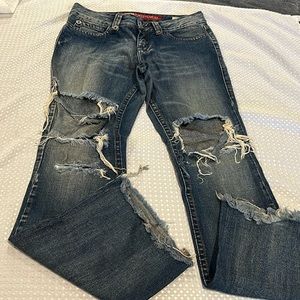 FORUM JEANS PREMIUM DISTRESSED BOOTCUT JEANS 8/10
